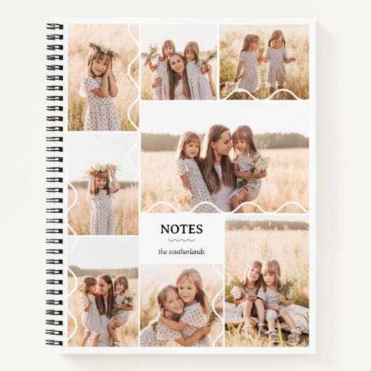 Minimal moderne Wavy Lines Multiple Foto Collage Notizblock (Vorderseite)