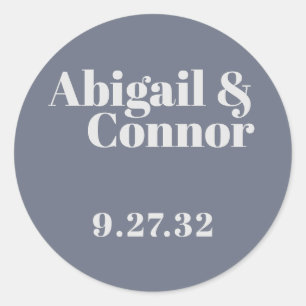 Minimal moderne weiche graue blaue Typografie-Name Runder Aufkleber