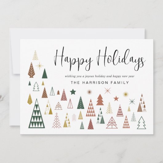 Minimal Moderne Weihnachtsbäume Feiertagskarte (Vorderseite)