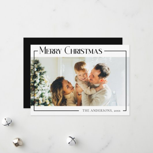 Minimal Moderne Weihnachtsfamilienfotokarte Feiertagskarte (Vorderseite/Rückseite Beispiel)
