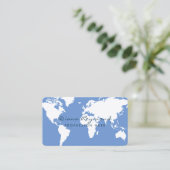 Minimal moderne Weltkarte auf blau Visitenkarte (Stehend Vorderseite)