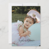 Minimal Moderne Wildblume 1. Geburtstag Einladung (Rückseite)