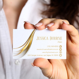 Minimal Moderner Beruflicher QR Code Gold Visitenkarte