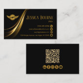 Minimal moderner Beruflicher QR-Code-Pilot Gold Visitenkarte (Vorne/Hinten)