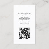 Minimal moderner Beruflicher QR-Code schwarz Visitenkarte (Rückseite)