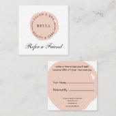 Minimal Moderner Blush Salon und Wellness-Center Empfehlungskarte (Vorne/Hinten)