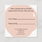 Minimal Moderner Blush Salon und Wellness-Center Empfehlungskarte (Rückseite)