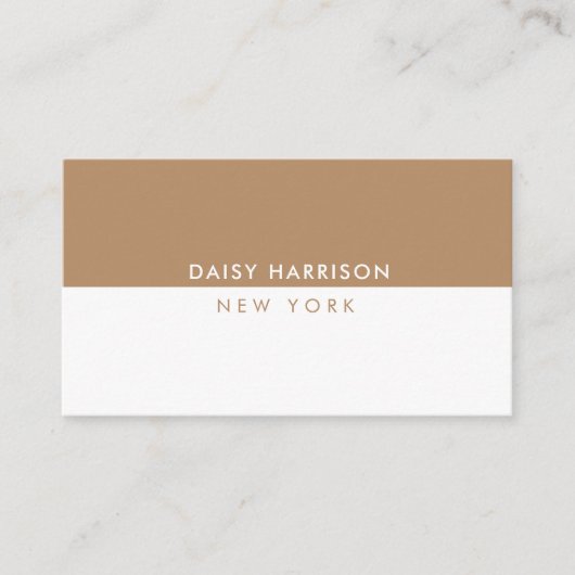 Minimal moderner einfacher QR-Code weiß & braun Visitenkarte (Vorderseite)