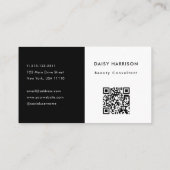 Minimal moderner einfacher QR-Code weiß und schwar Visitenkarte (Rückseite)