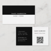 Minimal moderner einfacher QR-Code weiß und schwar Visitenkarte (Vorne/Hinten)