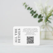 Minimal moderner Foto QR Code Hochzeitsdetails Begleitkarte (Stehend Vorderseite)