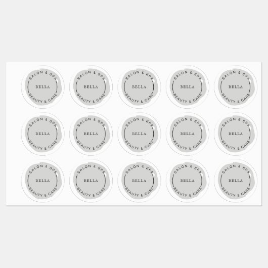 Minimal Moderner Grausalon und Wellness-Center Etiketten (Blatt)