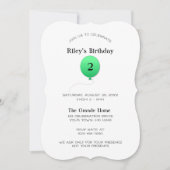Minimal moderner Grünballon irgendeine Zahl Geburt Einladung (Vorderseite)