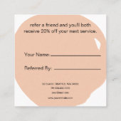 Minimal Moderner Korallensalon und Wellness-Center Empfehlungskarte (Rückseite)