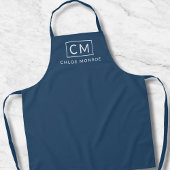 Minimal moderner Monogram Name Classic Blue Schürze