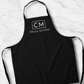 Minimal moderner Monogramm Name Classic Schwarz-we Schürze