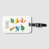 Minimal Moderner Niedlicher Cartoon Dinosaurier Na Gepäckanhänger (Vorderseite (Horizontal))