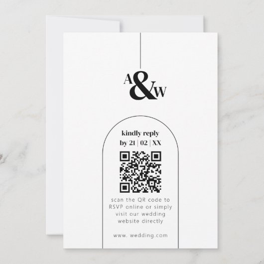 Minimal moderner QR Code Einfache Hochzeit Einladung (Rückseite)