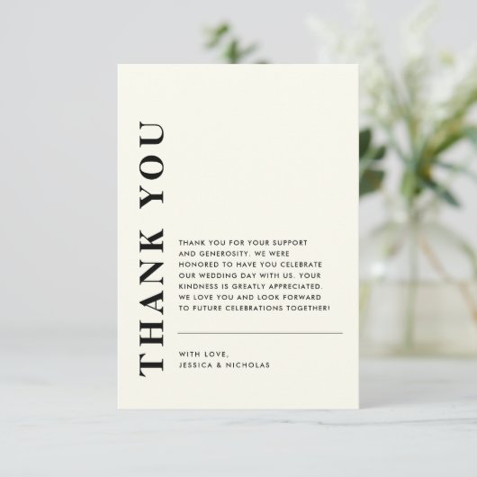 Minimal moderner QR-Code Elegante Hochzeit Dankeskarte (Stehend Vorderseite)