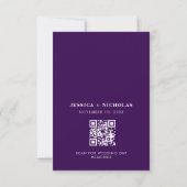 Minimal moderner QR-Code Lila Hochzeit Dankeskarte (Rückseite)