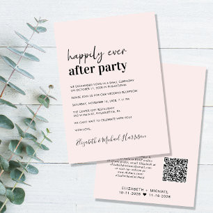 Minimal moderner QR-Code Rosa Hochzeitsempfang Einladung