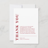 Minimal moderner QR Code Rot & Weiß Hochzeit Dankeskarte (Vorderseite)