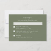 Minimal moderner Sage Green Wedding Multi-Event RSVP Karte (Vorderseite)