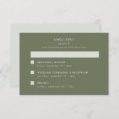 Minimal moderner Sage Green Wedding Multi-Event RSVP Karte (Vorne/Hinten)