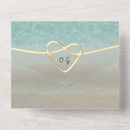 Minimal moderner Strand versammelt sich in einer E All In One Einladung (Rückseite)