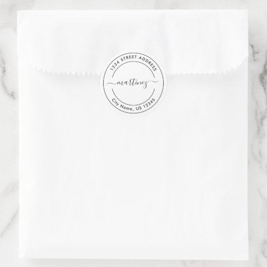 Minimal moderner White-Round-Address-Aufkleber Runder Aufkleber (Tasche)