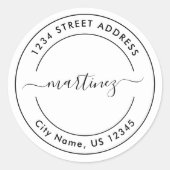 Minimal moderner White-Round-Address-Aufkleber Runder Aufkleber (Vorderseite)