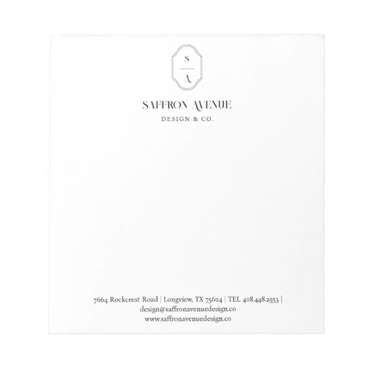 Minimal modernes, benutzerdefiniertes Logo Monogra Notizblock (Vorderseite)