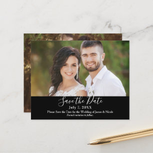 Minimal Modernes Black Chic Foto Save the Date