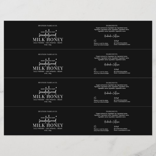Minimal modernes Black Soap Bly Band Wrap Label (Vorderseite)