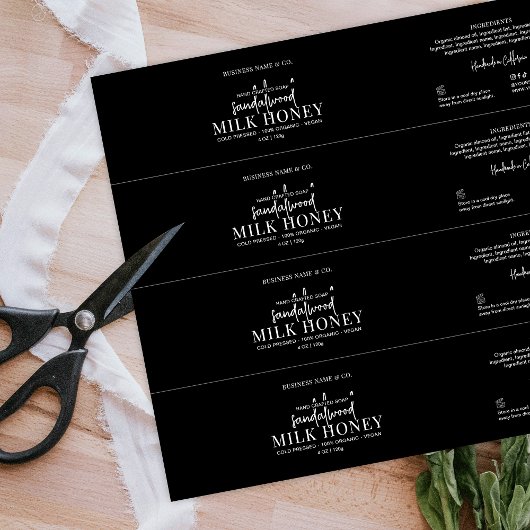 Minimal modernes Black Soap Bly Band Wrap Label