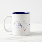 Minimal Modernes Drehbuch Personalisierter Name He Zweifarbige Tasse (Links)