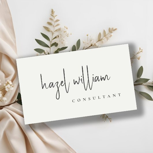 Minimal Modernes einfaches Schwarz-Weiß-Script Visitenkarte