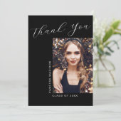 Minimal Modernes, elegantes Script 1 Foto Abschlus Dankeskarte (Stehend Vorderseite)
