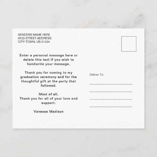 Minimal Modernes, elegantes Script Foto Grad Viele Postkarte (Rückseite)