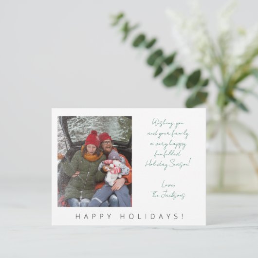 Minimal modernes Foto für den Handwriting-Urlaub Postkarte (Stehend Vorderseite)