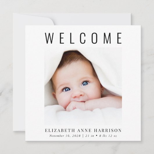 Minimal Modernes Foto Geburt Ankündigung (Vorderseite)
