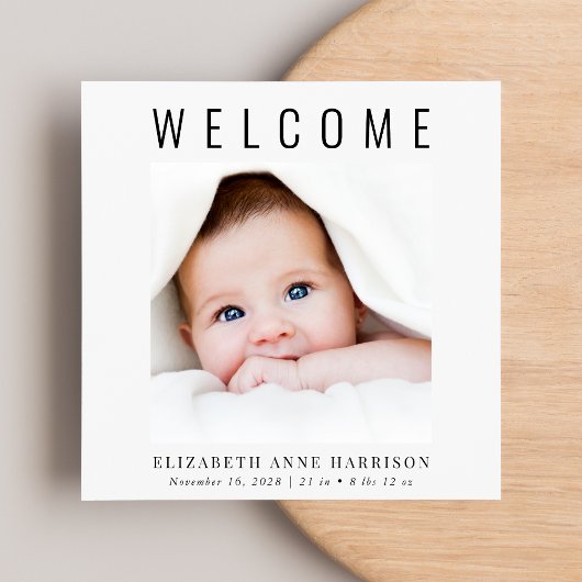 Minimal Modernes Foto Geburt Ankündigung