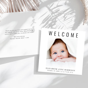 Minimal Modernes Foto Geburt Ankündigung