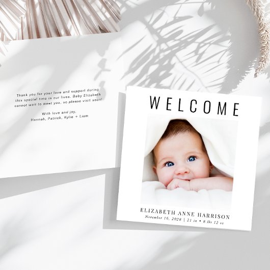 Minimal Modernes Foto Geburt Ankündigung