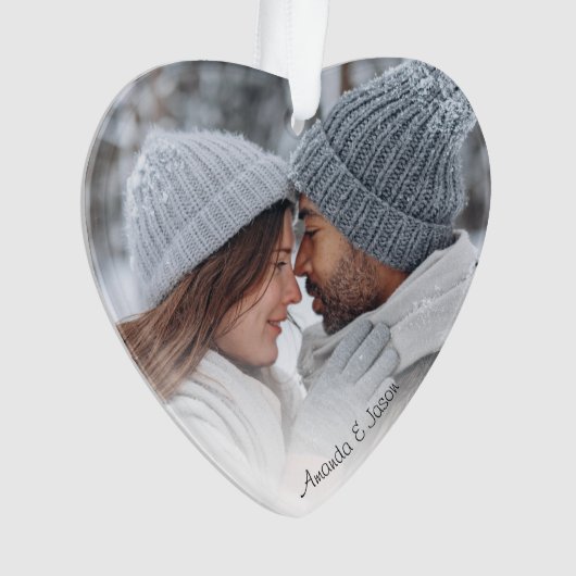 Minimal Modernes Foto Herz Ornament (Vorderseite)