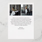 Minimal Modernes Foto Hochzeit Danke-Card Folieneinladung (Rückseite)