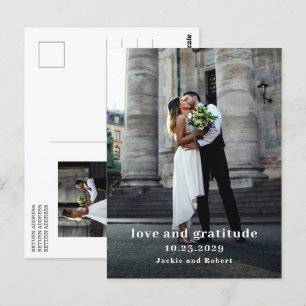Minimal Modernes Foto Hochzeit Danke-Card Postkarte