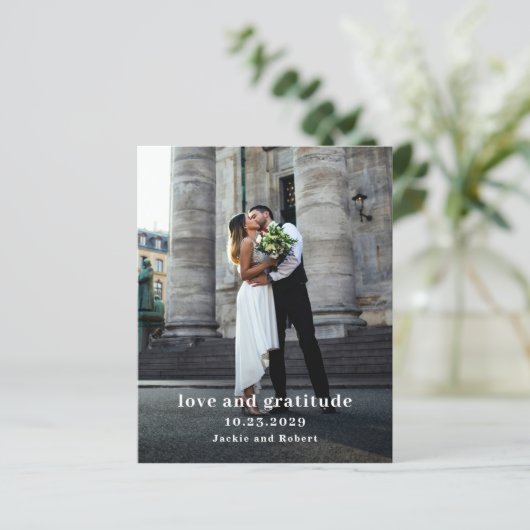 Minimal Modernes Foto Hochzeit Dankeschön Card (Stehend Vorderseite)