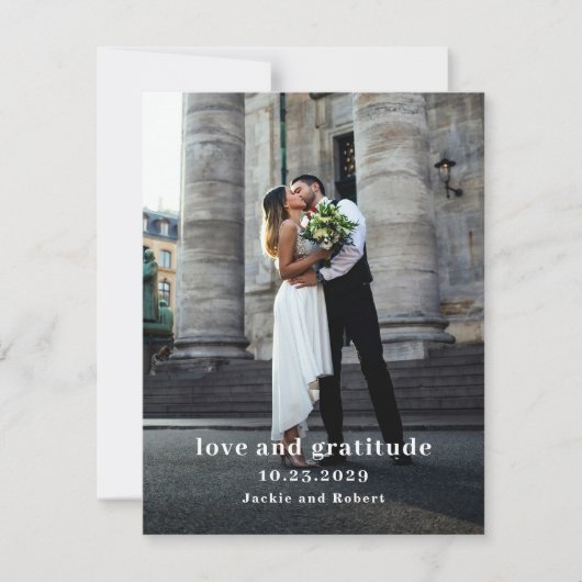Minimal Modernes Foto Hochzeit Dankeskarte (Vorderseite)