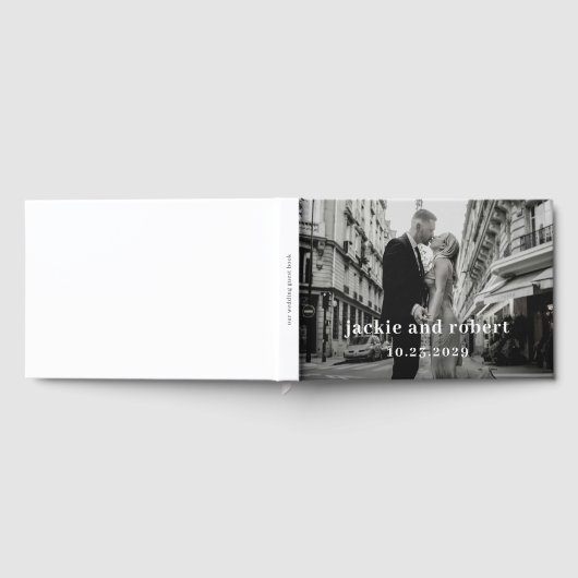 Minimal Modernes Foto Hochzeit Gästebuch (Voll)